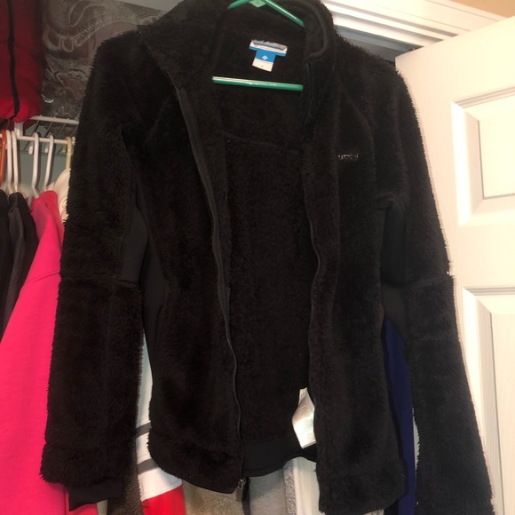 black fuzzy columbia jacket